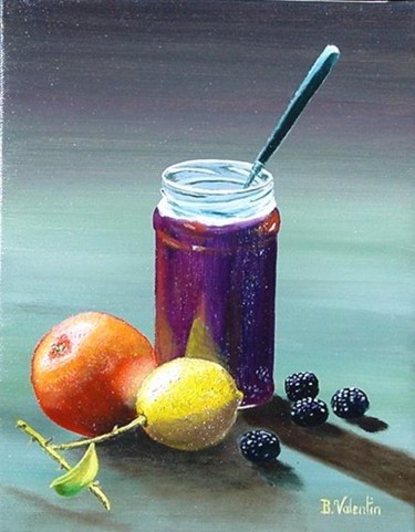 Painting titled "Le pot de confiture" by Bernard Valentin, Original Artwork