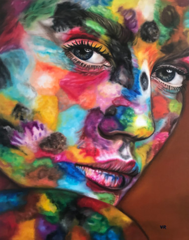 Painting titled "Alexa in colors" by Valentina Andrees, Original Artwork, Oil