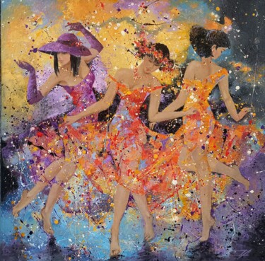 Peinture intitulée "dancers" par Valentina Audariene, Œuvre d'art originale, Huile