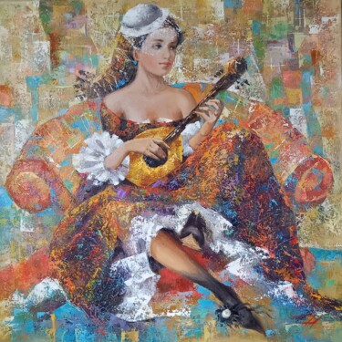 Painting titled "colombina" by Valentina Audariene, Original Artwork, Oil