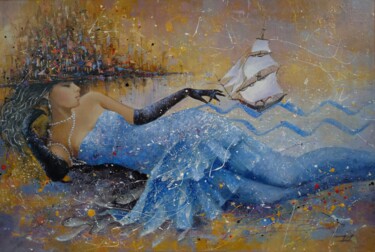 Картина под названием "marine fantasy" - Valentina Audariene, Подлинное произведение искусства, Масло