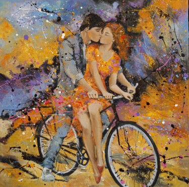 Painting titled "romantic trip" by Valentina Audariene, Original Artwork, Oil