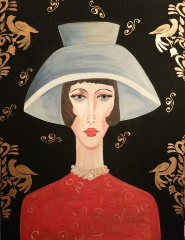 Pittura intitolato "Pearl Necklace 2" da Valentina Baicuianu, Opera d'arte originale, Acrilico