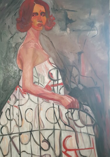 Painting titled "The dress" by Valentina Baicuianu, Original Artwork, Oil