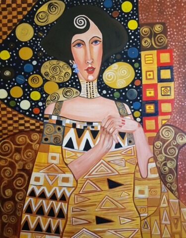 Schilderij getiteld "Homage to Klimt" door Valentina Baicuianu, Origineel Kunstwerk, Acryl