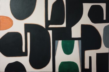 Painting titled "Black and Green abs…" by Valentina Baicuianu, Original Artwork, Oil