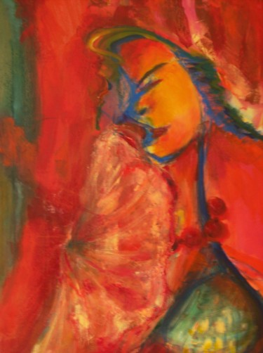 Painting titled "Dama con Ventaglio-…" by Valentina Boi, Original Artwork, Oil