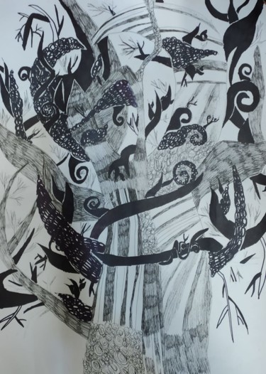 "The miracle tree" başlıklı Tablo Valentina Budarina tarafından, Orijinal sanat, Jel kalem