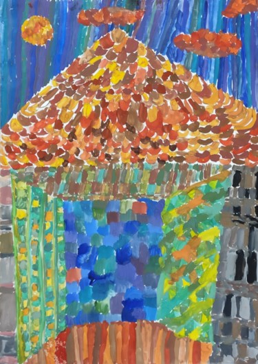 Painting titled "The house" by Valentina Budarina, Original Artwork, Gouache