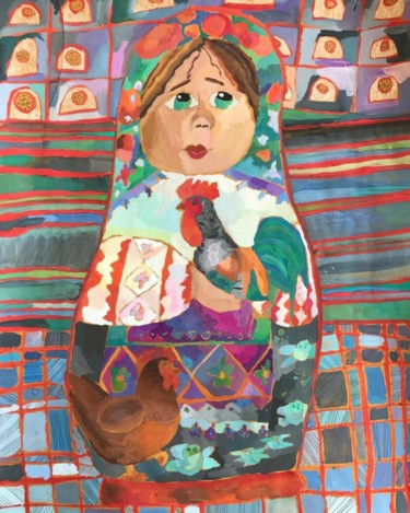 Painting titled "Matryoshka" by Valentina Budarina, Original Artwork, Gouache