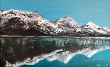 Peinture intitulée "Ice Lake. Abstract,…" par Valentina Can, Œuvre d'art originale, Huile Monté sur Châssis en bois