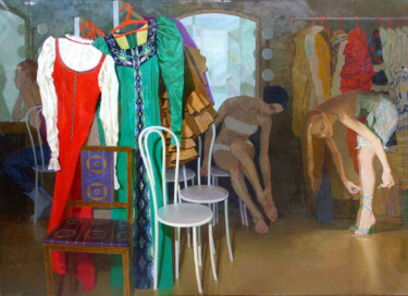 Painting titled ""Театральная гример…" by Valentina Cernyh, Original Artwork, Oil