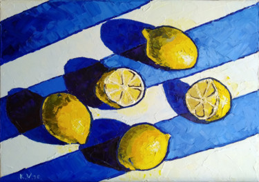 Painting titled "Yellow lemons" by Valentina Kramarenko, Original Artwork, Oil