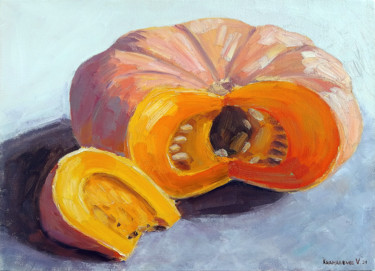 Painting titled "Orange Autumn" by Valentina Kramarenko, Original Artwork, Oil