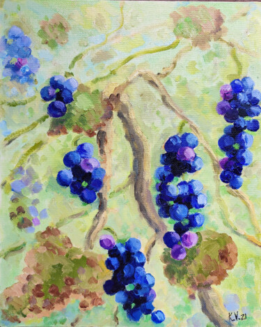 Painting titled "Grape" by Valentina Kramarenko, Original Artwork, Oil
