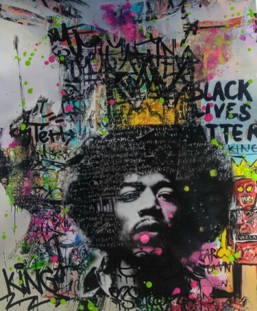 Digitale Kunst mit dem Titel "Jimi Hendrix" von Valentina May, Original-Kunstwerk, 2D digitale Arbeit