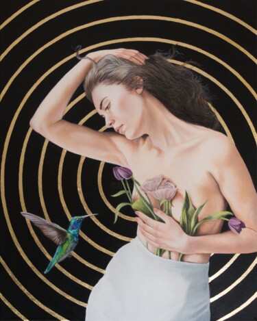 Malarstwo zatytułowany „Dancing in the wind” autorstwa Valentina Porcelli, Oryginalna praca, Olej Zamontowany na Drewniana r…