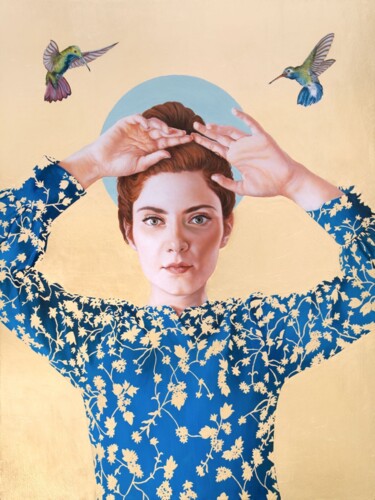Malerei mit dem Titel "Flower Inside" von Valentina Porcelli, Original-Kunstwerk, Öl Auf Andere starre Platte montiert