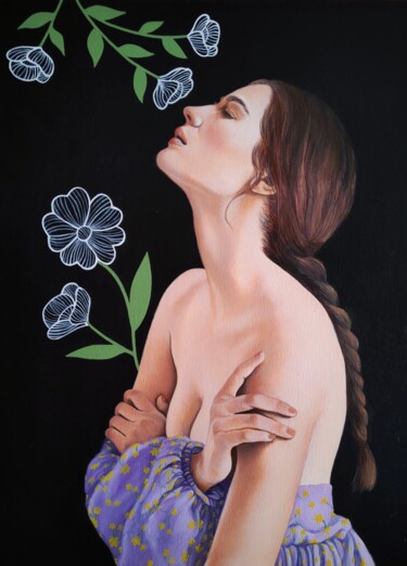 Painting titled "Il risveglio" by Valentina Porcelli, Original Artwork, Oil Mounted on Other rigid panel