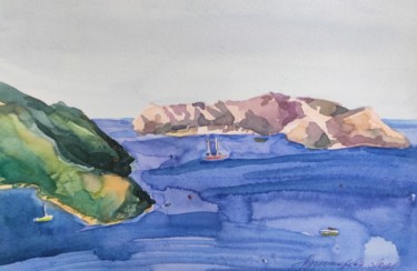 Peinture intitulée "Sea wiew( number 2)…" par Valentina Pushkareva, Œuvre d'art originale, Aquarelle