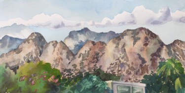 Painting titled "The mountains. Autu…" by Valentina Pushkareva, Original Artwork, Watercolor