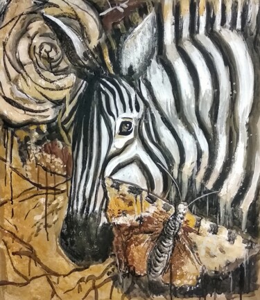 Malarstwo zatytułowany „Zebra” autorstwa Valentina Reymer, Oryginalna praca, Akryl