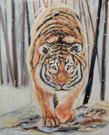 Schilderij getiteld "Tiger 1" door Valentina Reymer, Origineel Kunstwerk, Olie