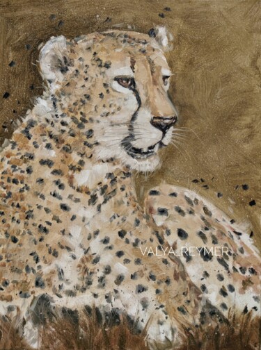 Painting titled "Cheetah" by Valentina Reymer, Original Artwork, Oil