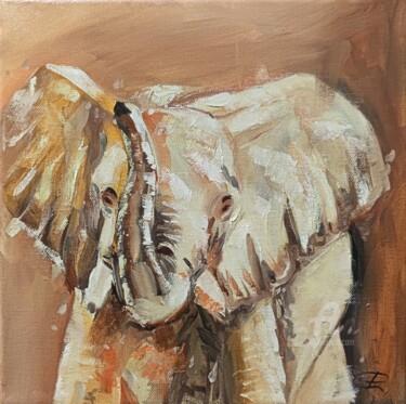 Painting titled "Elephant oil painti…" by Valentina Reymer, Original Artwork, Oil