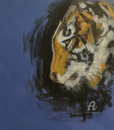 Painting titled "Tiger side view" by Valentina Reymer, Original Artwork, Acrylic