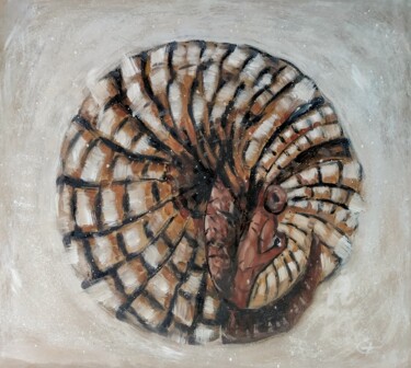Painting titled "Armadillo, animal p…" by Valentina Reymer, Original Artwork, Oil