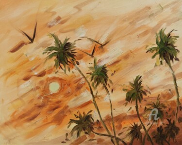 Painting titled "hot landscape with…" by Valentina Reymer, Original Artwork, Oil