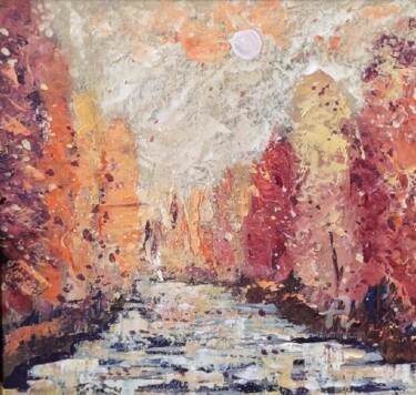Painting titled "autumn abstraction…" by Valentina Reymer, Original Artwork, Oil