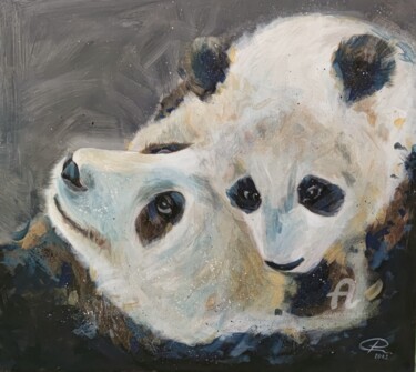 Peinture intitulée "Two Pandas originai…" par Valentina Reymer, Œuvre d'art originale, Acrylique