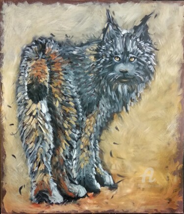 Painting titled "Lynx" by Valentina Reymer, Original Artwork, Oil