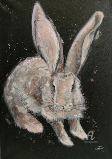 Painting titled "The rabbit" by Valentina Reymer, Original Artwork, Oil