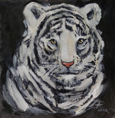 Peinture intitulée "white tiger" par Valentina Reymer, Œuvre d'art originale, Huile