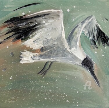 Painting titled "Gull" by Valentina Reymer, Original Artwork, Oil