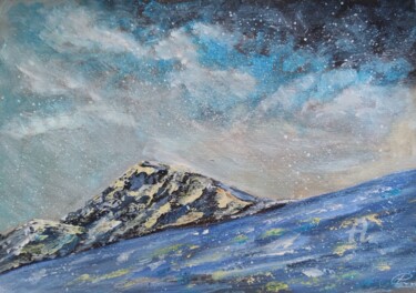 Painting titled "snowy mountain air" by Valentina Reymer, Original Artwork, Oil