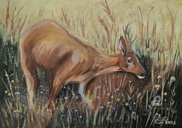 Painting titled "The smell of grass" by Valentina Reymer, Original Artwork, Oil
