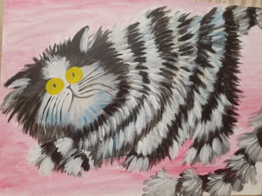 Peinture intitulée "Beauty cat" par Anna Nosenko, Œuvre d'art originale, Acrylique Monté sur Carton