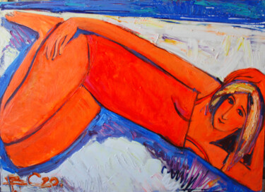 Peinture intitulée "Пляж. Солнечный ден…" par Valentina Samoilik-Artyushenko, Œuvre d'art originale, Huile