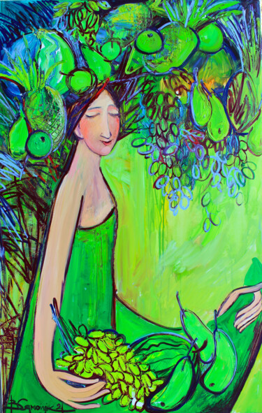 Pintura titulada "Зеленая флора" por Valentina Samoilik-Artyushenko, Obra de arte original, Oleo