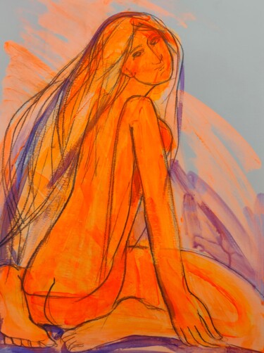 Schilderij getiteld "Солнечная девушка,…" door Valentina Samoilik-Artyushenko, Origineel Kunstwerk, Acryl