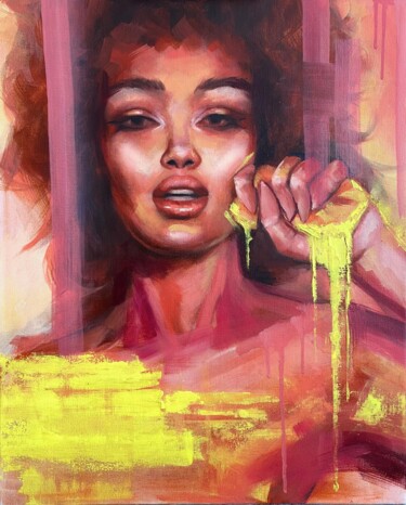 Schilderij getiteld "Lemonade" door Valentina Shatokhina, Origineel Kunstwerk, Olie Gemonteerd op Karton