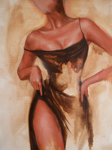 Painting titled "Black dress" by Valentina Shatokhina, Original Artwork, Oil
