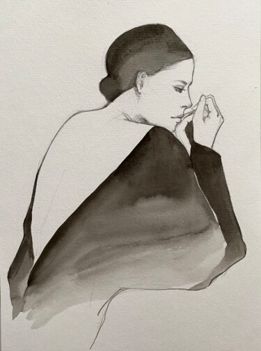 Painting titled "Female figure" by Valentina Shatokhina, Original Artwork, Pencil