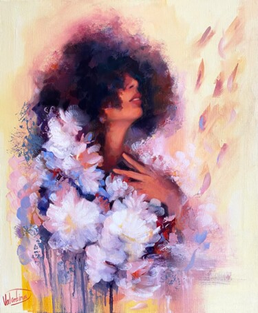 Painting titled "Spring flowers" by Valentina Shatokhina, Original Artwork, Oil Mounted on Wood Stretcher frame