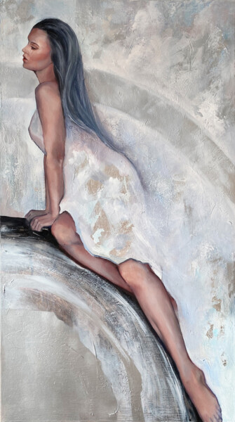 Painting titled "Air" by Valentina Shatokhina, Original Artwork, Oil Mounted on Wood Stretcher frame