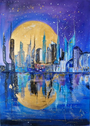 Картина под названием "Город будущего" - Валентина Симма, Подлинное произведение искусства, Масло